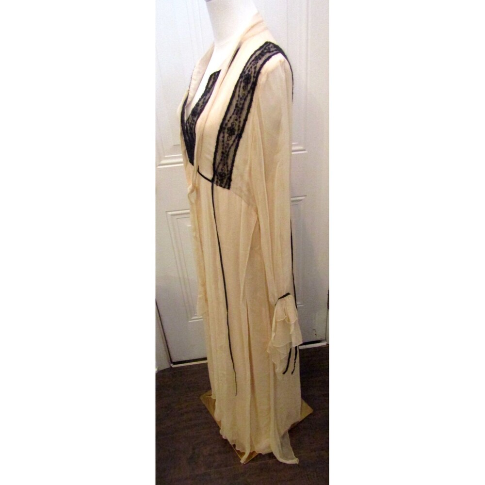 T.ba Mina Maxi Dress In Nature Layered Flowy Silk Chiffon Lace Size 38 US 8 - Picture 7 of 11